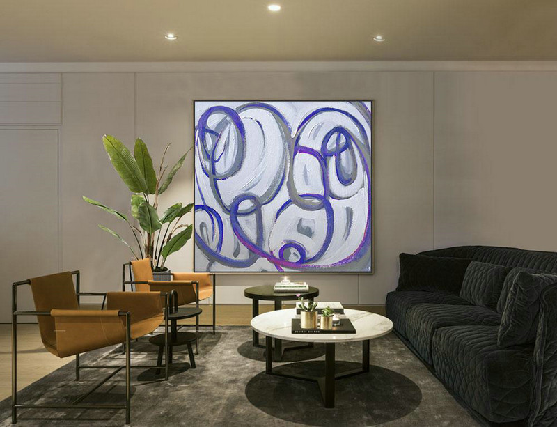 Large Abstract Painting On Canvas,Oversized Palette Knife Painting Contemporary Art On Canvas,Acrylic Painting On Canvas,White,Blue,Pink.etc